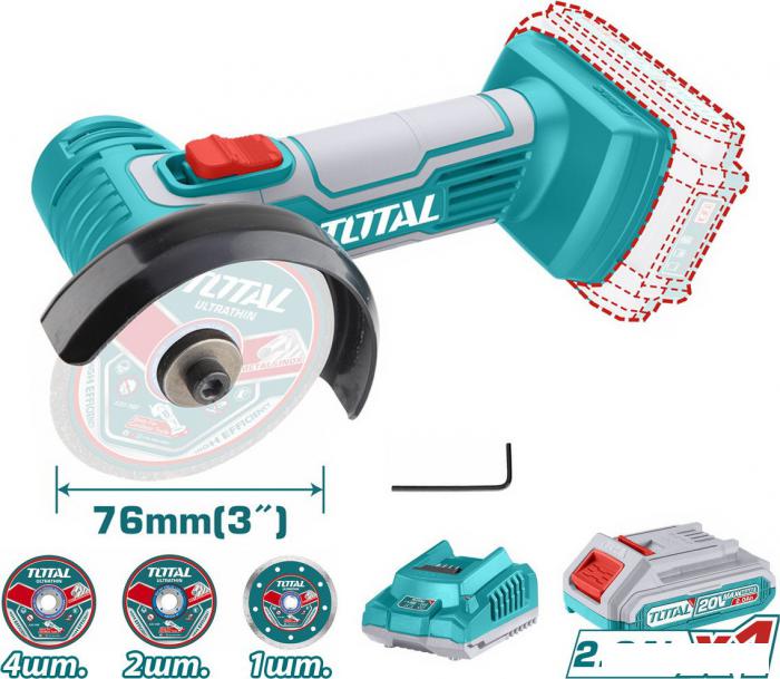Угловая шлифмашина Total TAGLI76017 (с 1-им АКБ) - фото