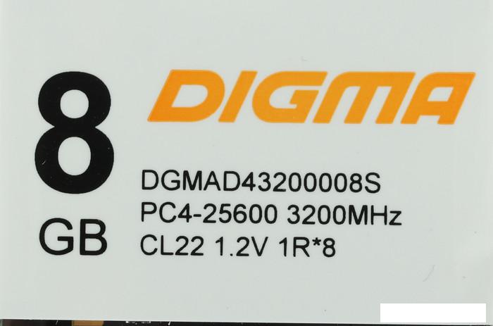 Оперативная память Digma 8ГБ DDR4 3200 МГц DGMAD43200008S - фото