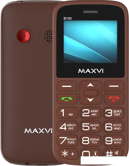 Кнопочный телефон Maxvi B100 (коричневый) - фото