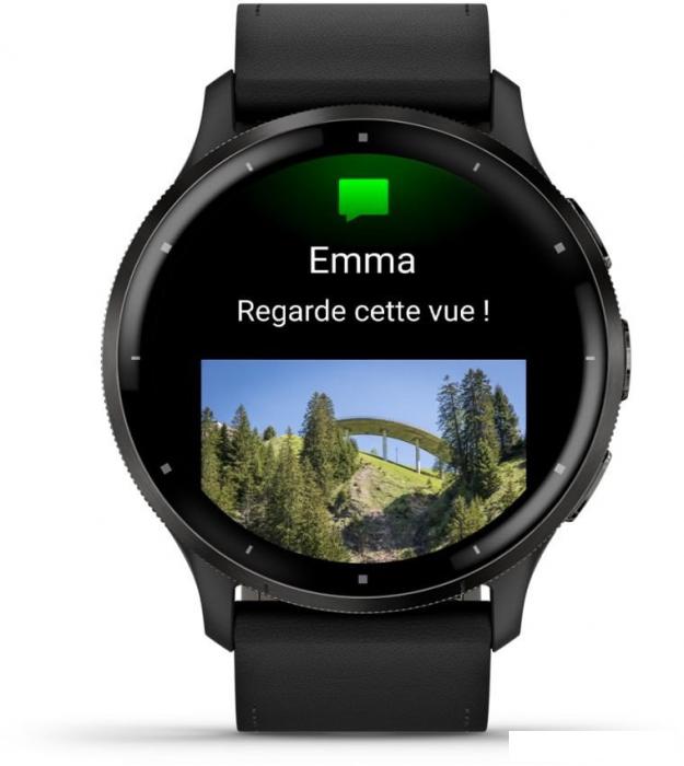 Умные часы Garmin Venu 3 (черный, с кожаным ремешком) - фото