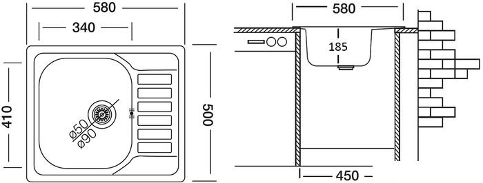 Кухонная мойка Ukinox Гранд GRL580.500-GT8K 2L - фото