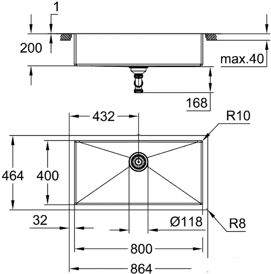 Кухонная мойка Grohe K700 90-S 86,4/46,4 1.0 31580SD1 - фото