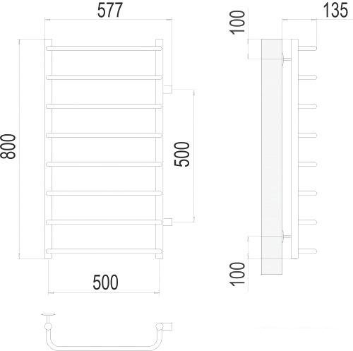 Полотенцесушитель TERMINUS Стандарт П8 500x800 бп 500 (хром) - фото