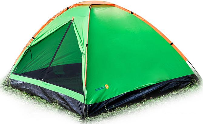 Треккинговая палатка Sundays Simple 4 (зеленый/желтый) - фото