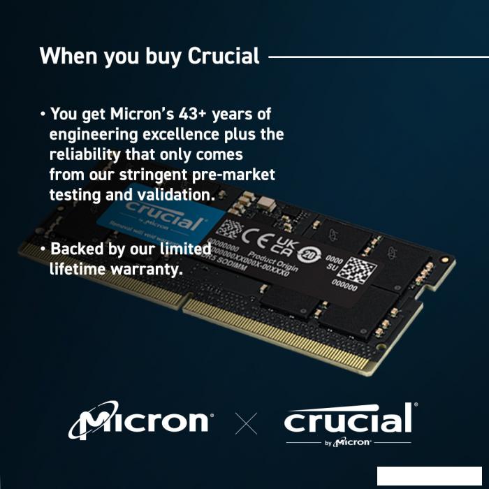 Оперативная память Crucial 32ГБ DDR5 SODIMM 5600 МГц CT32G56C46S5 - фото