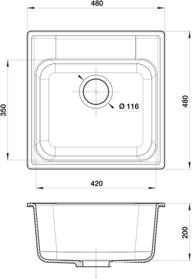 Кухонная мойка GranFest QUARZ GF-Z48 (серый) - фото