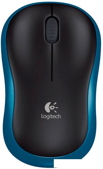 Мышь Logitech M185 (черный/синий) - фото