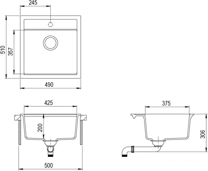 Кухонная мойка Aquasanita Tesa SQT100W + Akvaduo 2663 (серебристый 220/хром 001) - фото