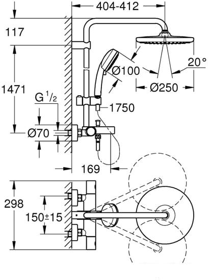 Душевая система Grohe Tempesta Cosmopolitan System 250 26672000 - фото