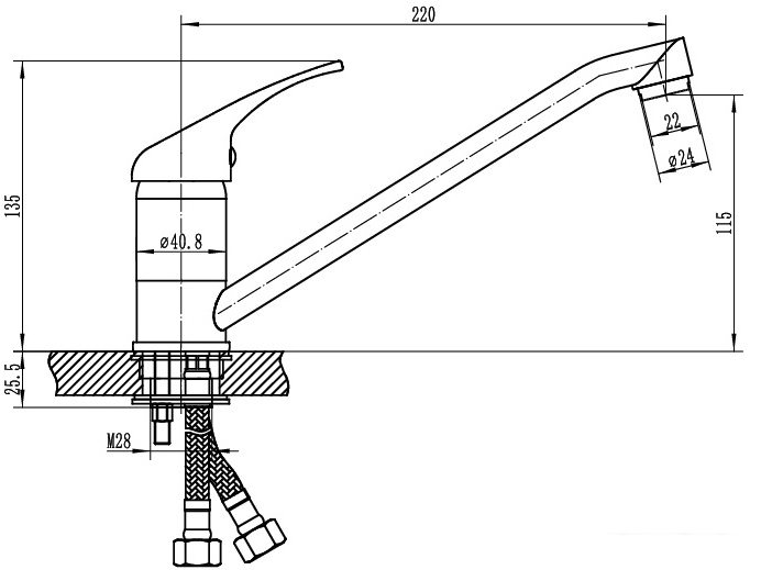 Смеситель РМС SL128-004F-25 - фото