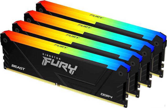 Оперативная память Kingston FURY Beast RGB 4x16ГБ DDR4 3600 МГц KF436C18BB2AK4/64 - фото