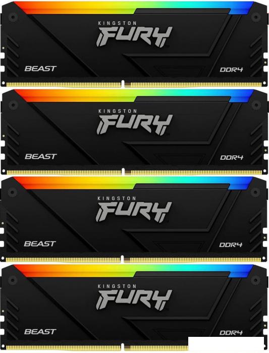 Оперативная память Kingston FURY Beast RGB 4x32ГБ DDR4 2666 МГц KF426C16BB2AK4/128 - фото