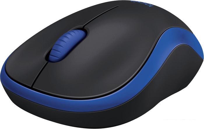 Мышь Logitech M185 (черный/синий) - фото