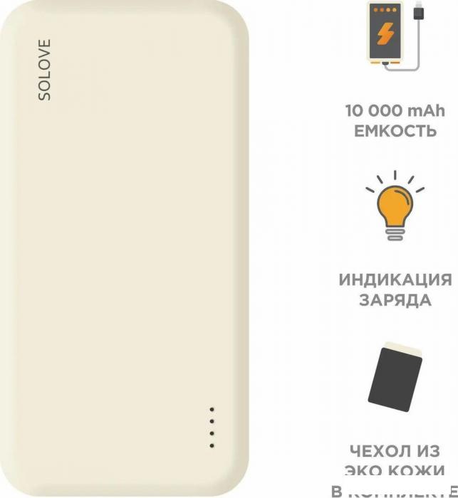 Внешний аккумулятор Solove 003M 20000mAh (бежевый) - фото