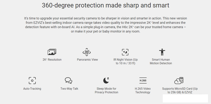 IP-камера Ezviz H6c 2K+ CS-H6c-R100-8B4WF - фото