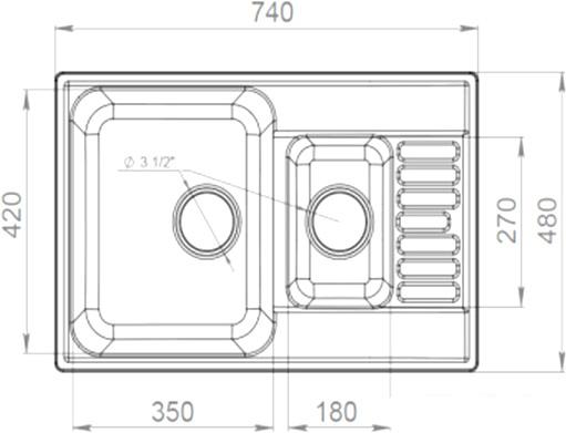 Кухонная мойка GranFest QUARZ Z-21K (белый) - фото