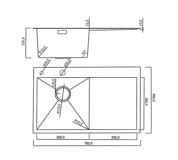 Кухонная мойка Roxen Vespa 560230-70LB - фото