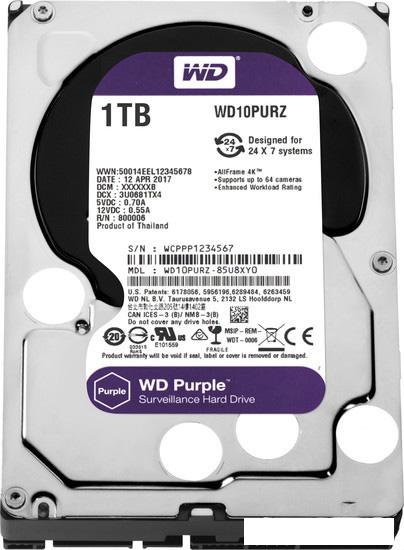 Жесткий диск WD Purple 1TB [WD10PURZ] - фото