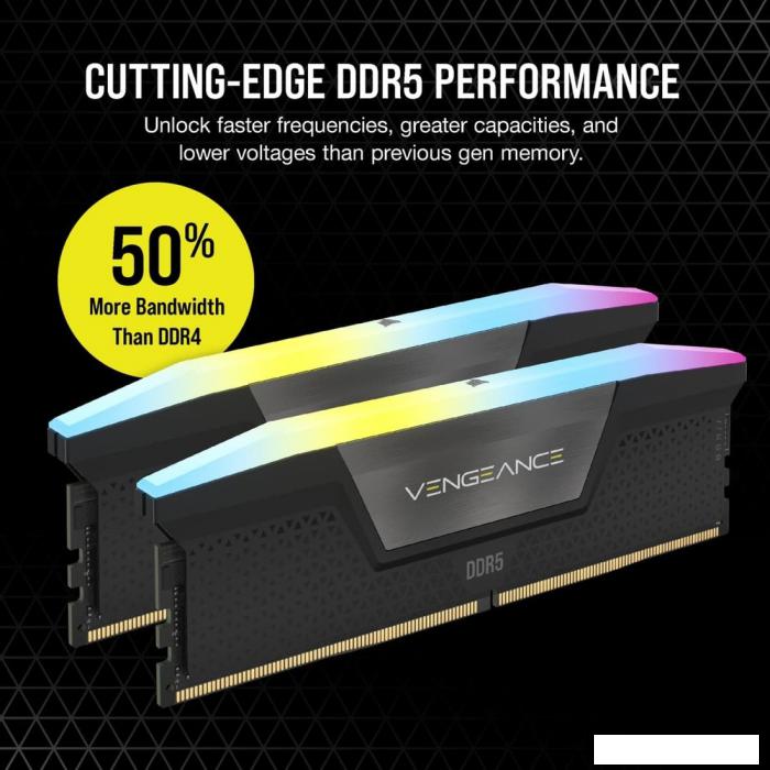 Оперативная память Corsair Vengeance RGB 2x32ГБ DDR5 6000 МГц CMH64GX5M2B6000C38 - фото