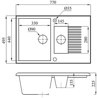 Кухонная мойка БелЭворс Forma L + смеситель W4998-3-22 (черный) - фото