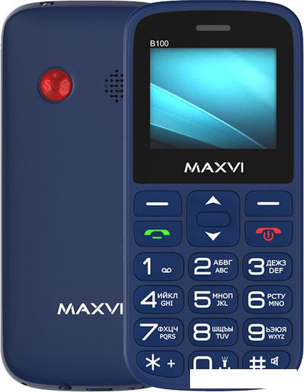 Кнопочный телефон Maxvi B100 (синий) - фото