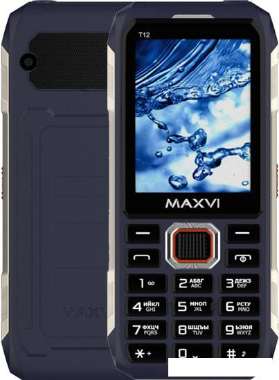 Кнопочный телефон Maxvi T12 (синий) - фото