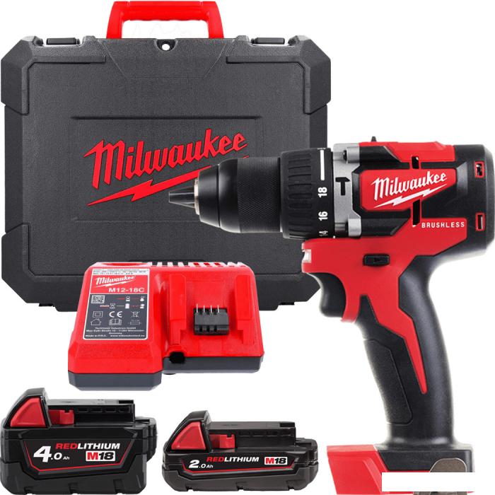 Ударная дрель-шуруповерт Milwaukee M18 M18CBLPD-422C 4933472116 (с 2-мя АКБ 4 Ач + 2 Ач, кейс) - фото