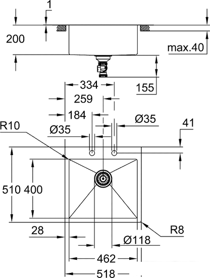 Кухонная мойка Grohe K800 60-S 51,8/51 1.0 31583SD1 - фото