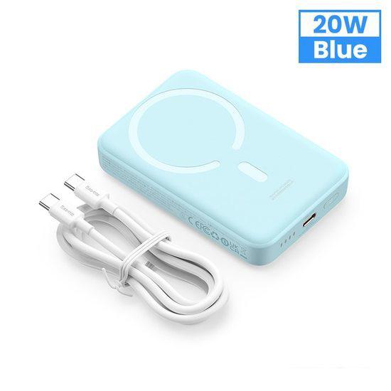 Внешний аккумулятор Baseus Magnetic Mini Wireless Fast Charge Power Bank 30W 10000mAh (голубой) - фото