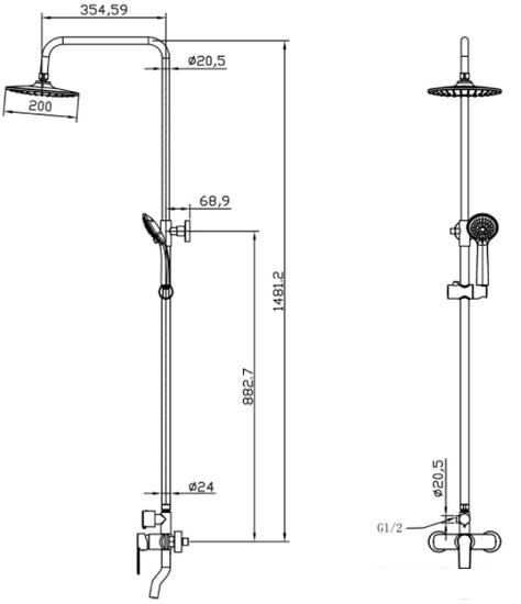 Душевая система Milardo Helic HELSB1FM06 - фото