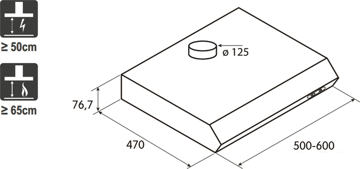 Кухонная вытяжка Jetair Light WH/F/60 (PRF0094435) - фото