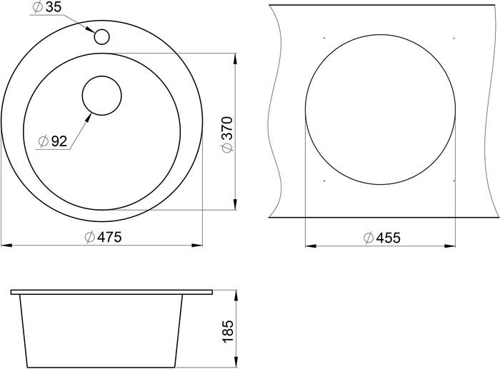 Кухонная мойка Krona Runde D475 1 (графитовый) - фото