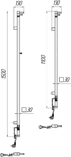 Полотенцесушитель Mario Рей Кубо-І 1500x30/130 2.2.1203.16.Р - фото