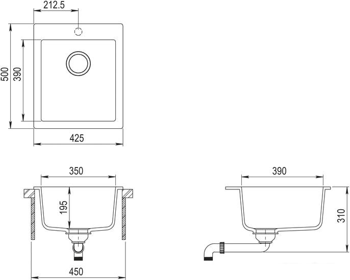 Кухонная мойка Aquasanita Simplex SQS100W (argent 220) - фото