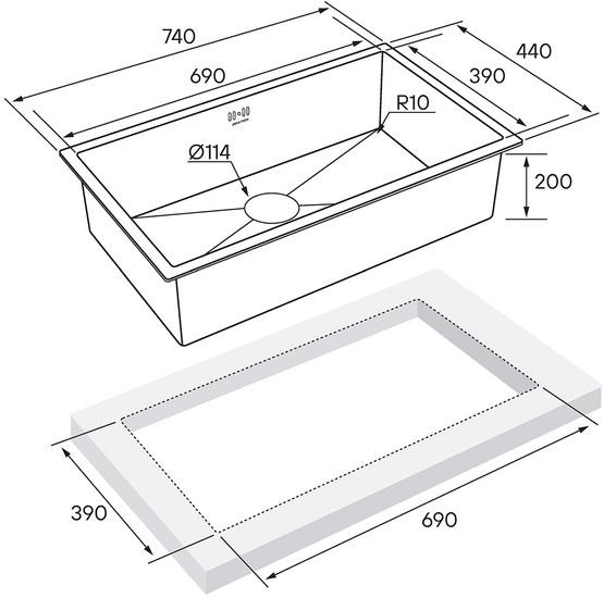 Кухонная мойка Paulmark PM217444-BS - фото