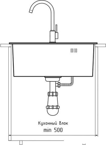 Кухонная мойка GranFest Metal нержавеющая сталь AISI 304 GF-4844 (с сифоном) - фото
