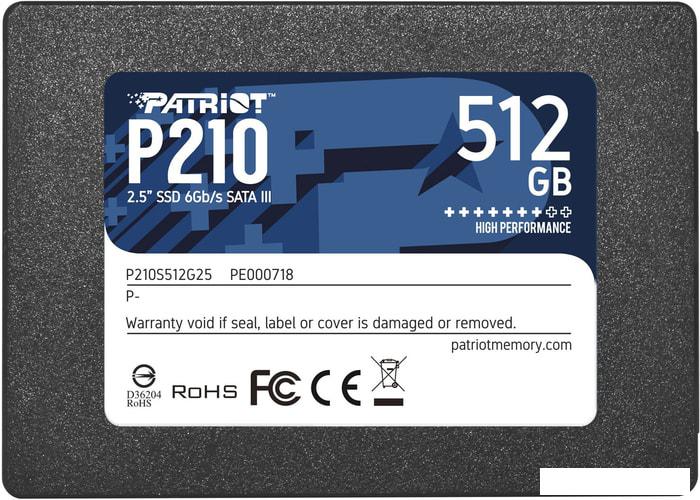 SSD Patriot P210 512GB P210S512G25 - фото