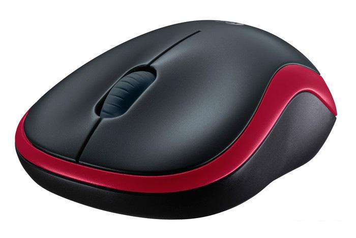 Мышь Logitech M185 (черный/красный) - фото