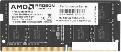 Оперативная память AMD Radeon R7 32GB DDR4 SODIMM PC4-21300 R7432G2606S2S-UO - фото