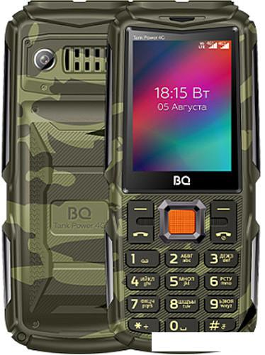 Кнопочный телефон BQ BQ-2410L Tank Power 4G (зеленый камуфляж) - фото