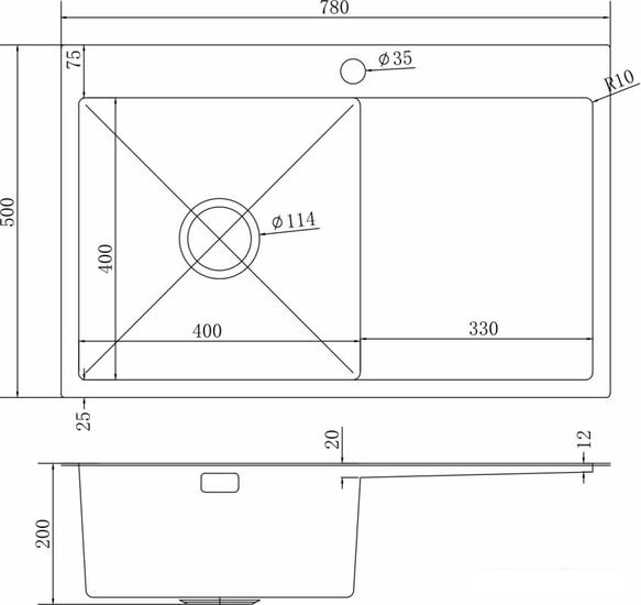 Кухонная мойка Mixline Pro 551877 левый (сатин, с сифоном) - фото