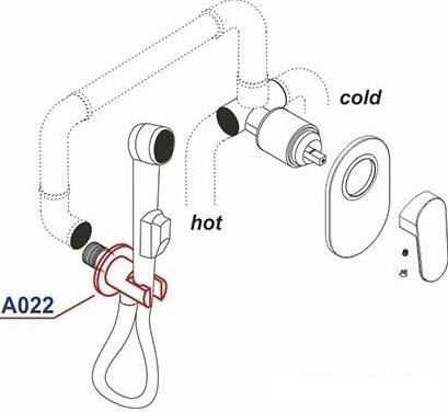 Держатель душевой лейки с подключением Wasserkraft A022 - фото