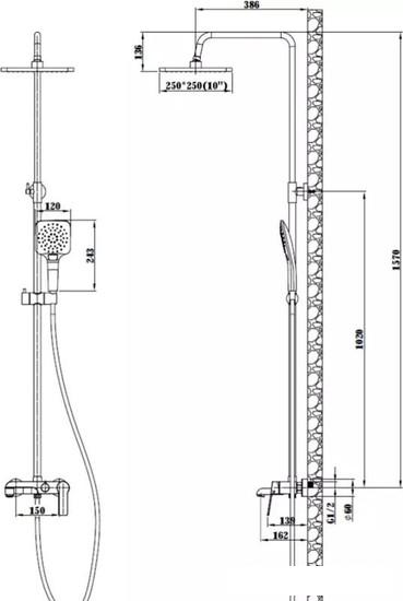 Душевая система  Esko Singapore Black ST300BL - фото