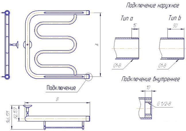 Полотенцесушитель Gloss & Reiter ПМ.1. 60x50 (1.1/4