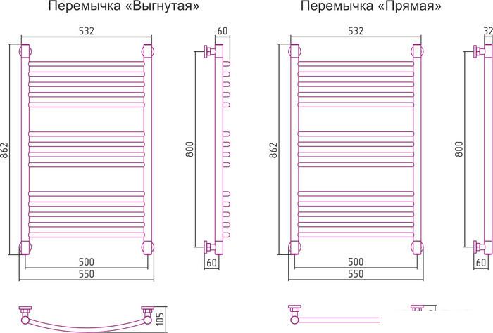 Полотенцесушитель Сунержа Богема+ 800x500 032-0220-8050 - фото