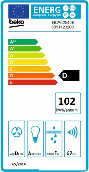 Кухонная вытяжка BEKO HCA 62540 B - фото