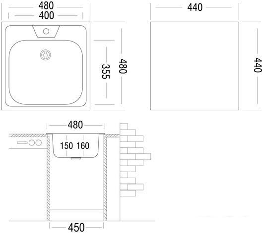 Кухонная мойка Ukinox CLM480.480-T6K 0C - фото