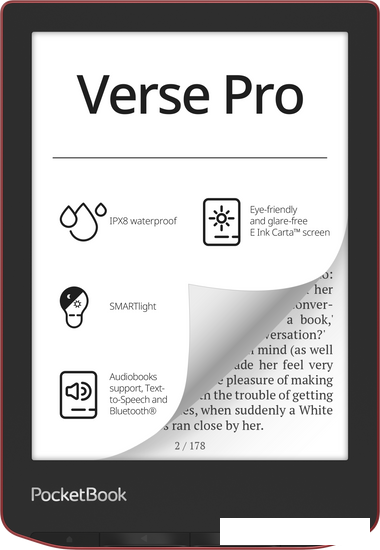 Электронная книга PocketBook A4 634 Verse Pro (страстно-красный) - фото