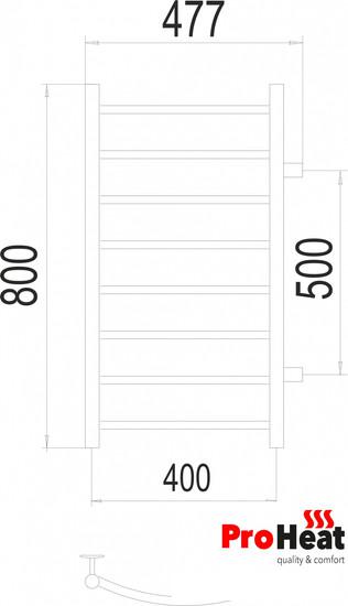 Полотенцесушитель ProHeat Classic 40x80 (боковое подключение, черный муар) - фото