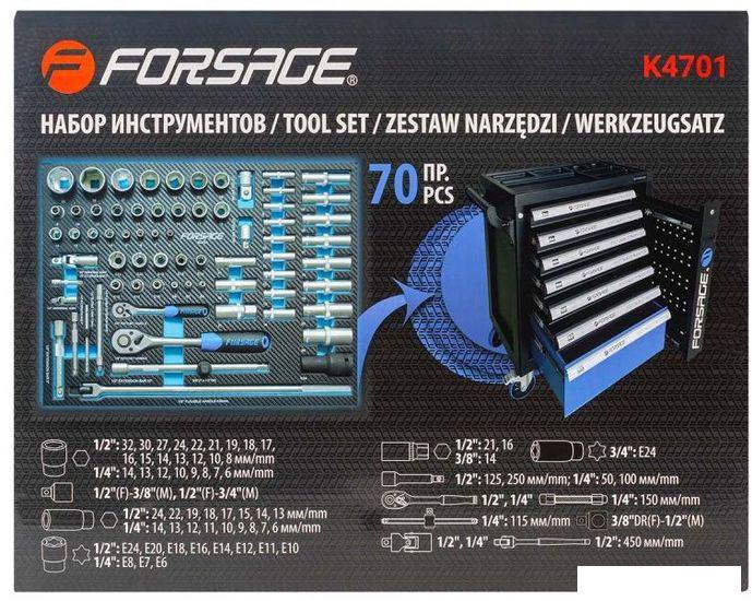 Набор трещотка с головками FORSAGE F-K4701 (70 предметов) - фото